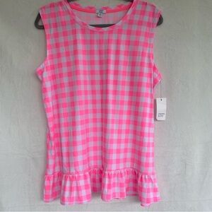 Crown & Ivy Pink and White Checkered Top